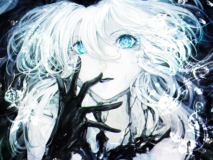 white-haired female anime character portrait, artwork, HD wallpaper