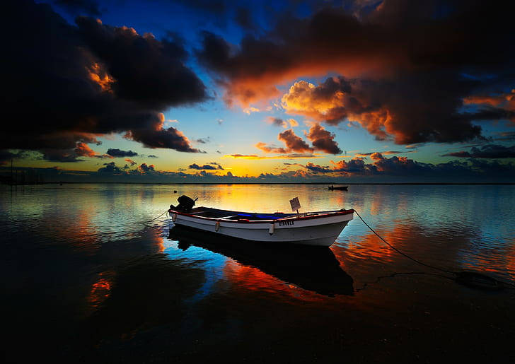 łódź, morze, niebo, Tapety HD