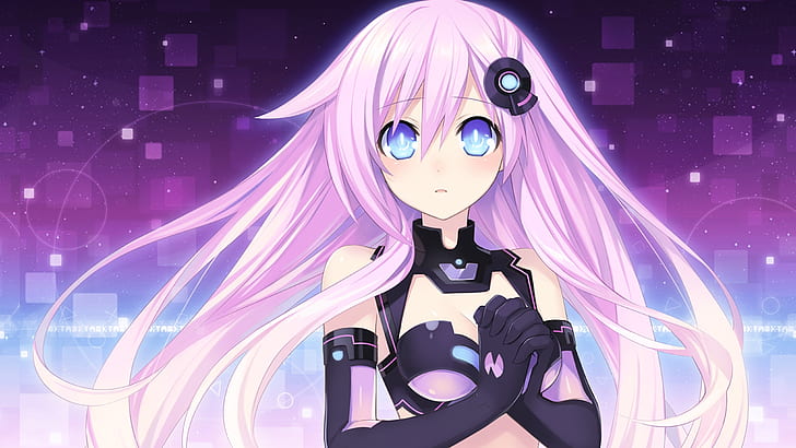 гиперразмерность neptunia mk2, пурпурная сестра, nepgear, аниме игры, аниме, HD обои