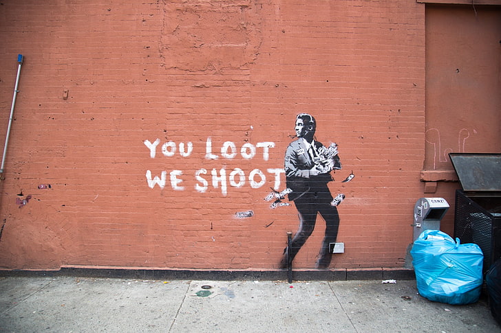 Banksy, graffiti, béton, urbain, mur, art de rue, Fond d'écran HD