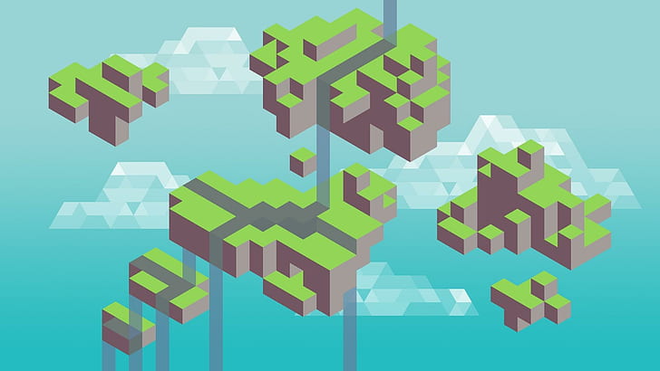 Pulau Pixel, aplikasi game minecraft, vektor, 1920x1080, cloud, island, pixel, Wallpaper HD