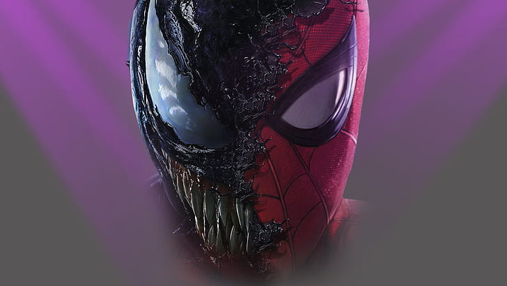 Venom, Spider-Man, grafika, maska, superbohater, potwór, Tapety HD