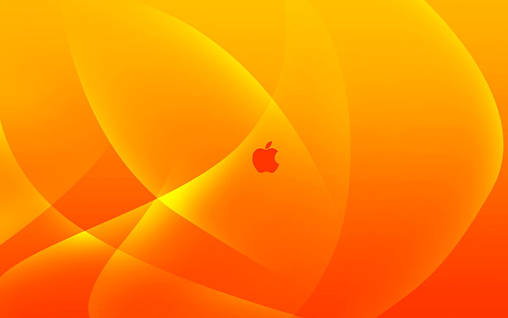 Логотип компании Apple, яблоко, макинтош, логотип, желтый, оранжевый, HD обои