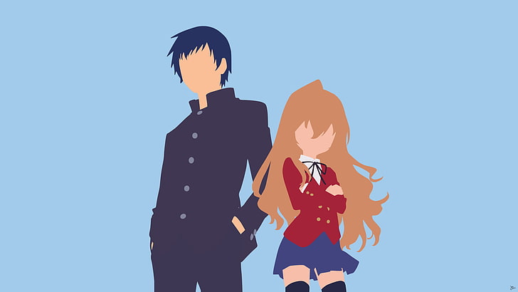 Ilustración de personaje de anime femenino y masculino, Toradora !, Aisaka Taiga, vectores de anime, anime, Fondo de pantalla HD