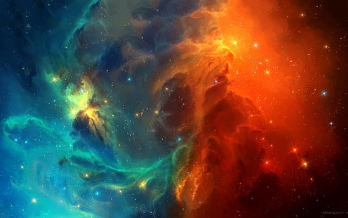 Sternhaufen, Raum, TylerCreatesWorlds, Raumkunst, Nebel, Sterne, Galaxie, digitale Kunst, HD-Hintergrundbild HD wallpaper