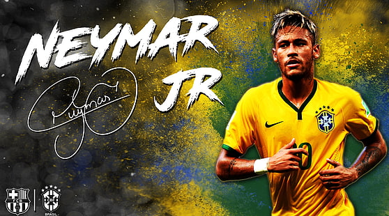 Neymar Jr. Barcellona, ​​Brasile, carta da parati autografata Neymar Jr., Sport, Calcio, Sfondo HD HD wallpaper