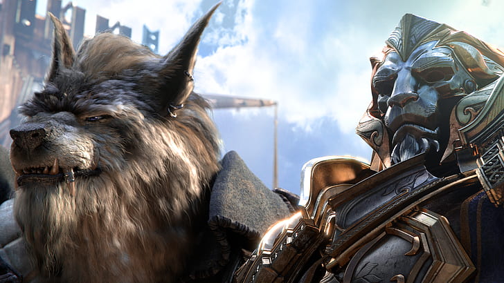 Alliance ، و Warcraft ، و Genn Greymane ، وألعاب الفيديو ، وآذان مدببة ، و World of Warcraft: Battle for Azeroth ، و Worgen ، و CGI ، والذئب ، والفن الرقمي ، و World of Warcraft ، و CG ، والدروع ، و Anduin Wrynn، خلفية HD