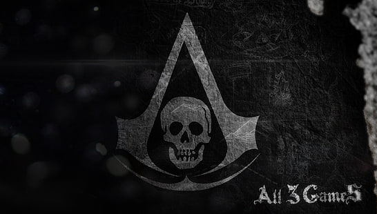 Assassin's Creed логотип, череп, флаг, символ, убийцы, Assassin's Creed IV: черный флаг, HD обои HD wallpaper