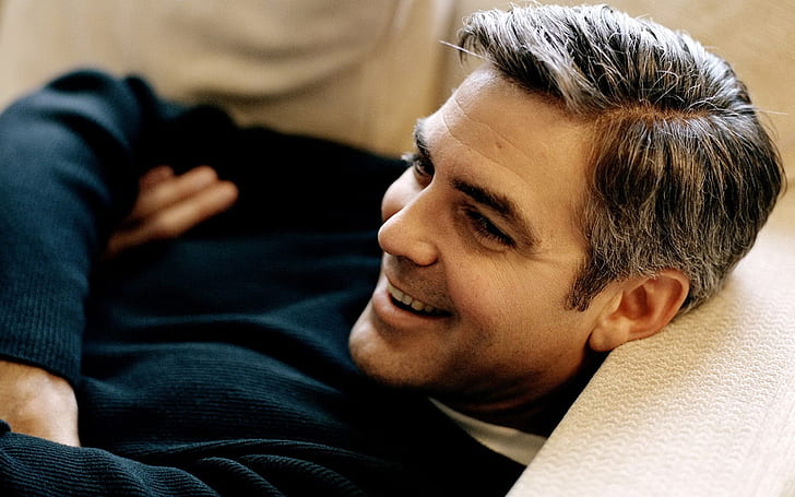 George Clooney Sorride, celebrità maschile, celebrità, amico, Sfondo HD