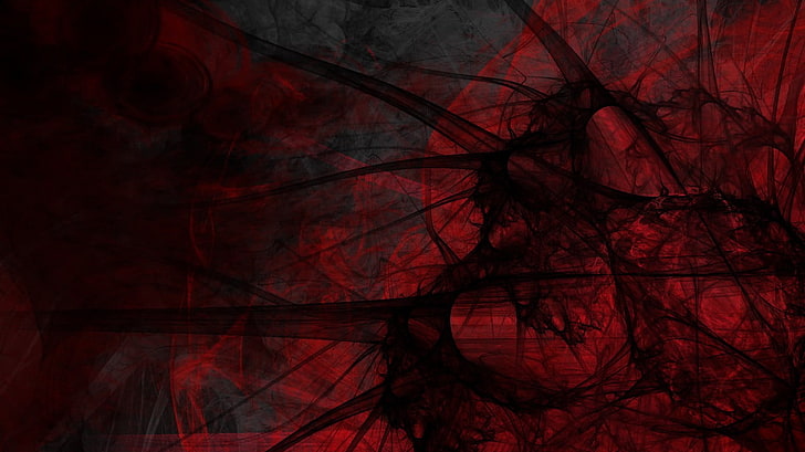 วอลล์เปเปอร์ศิลปะนามธรรมสีแดงและสีดำนามธรรมรูปร่างสีแดงศิลปะดิจิตอล, วอลล์เปเปอร์ HD