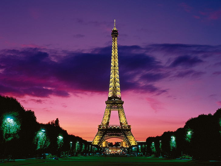 Эйфелева башня ночью Париж Франция HD, ночь, мир, путешествия, путешествия и мир, башня, Париж, Эйфелева, Франция, HD обои