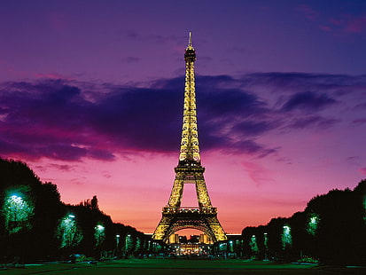 夜のパリのエッフェル塔フランスHD、夜、世界、旅行、旅行と世界、塔、パリ、エッフェル、フランス、 HDデスクトップの壁紙 HD wallpaper