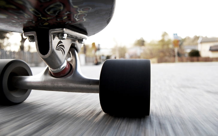 black skateboard wheel, skateboard, wheel, sport, board, motion, HD wallpaper