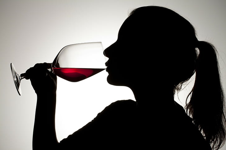 النبيذ ، والصورة الظلية ، والنساء، خلفية HD
