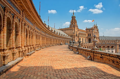 Denkmäler, Plaza de España, Platz, Sevilla, Spanien, HD-Hintergrundbild HD wallpaper