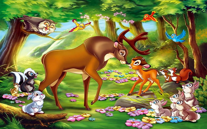 Deer Bambi Und Der Große Prinz Des Waldes Und Der Freunde Hd Wallpaper 1920 × 1200, HD-Hintergrundbild