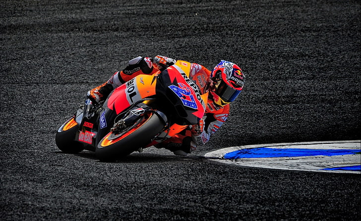 Honda Repsol, orange, rot und schwarz Repsol Sportfahrrad, Motorradrennen, Superbike Racing, Honda, Repsol, HD-Hintergrundbild