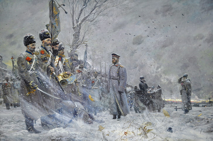 Gruppe von Menschen malen, Bild, Russland, Reich, Kosaken, der Kaiser, die russische Armee, Nicholas II, Paul Ryzhenko, Abschied vom Konvoi, HD-Hintergrundbild