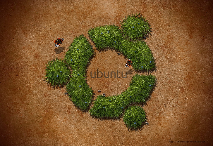 зеленые листья, линукс, GNU, Ubuntu, мята, HD обои