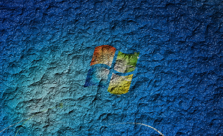 Logotipo do Windows na parede, papel de parede digital do Windows, Windows, Windows Seven, HD papel de parede