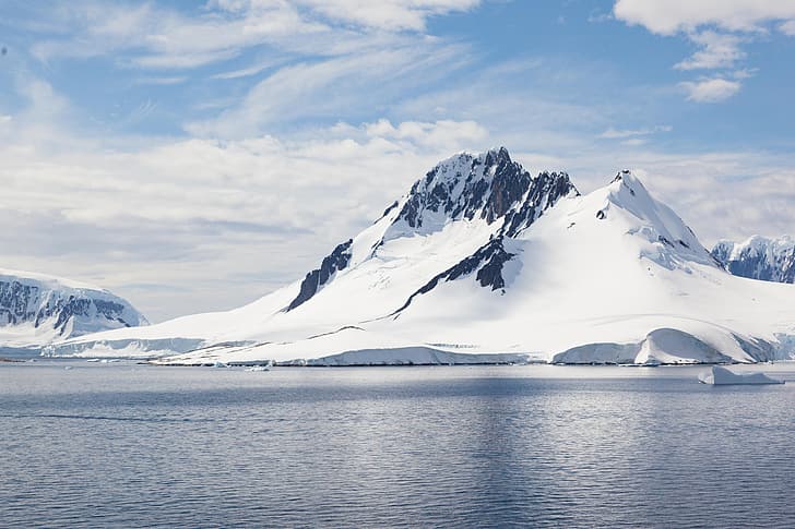 الجزيرة ، القطب الجنوبي ، القارة القطبية الجنوبية ، الشتاء ، الأنهار الجليدية ، الطبيعة ، المناظر الطبيعية ، الغيوم، خلفية HD