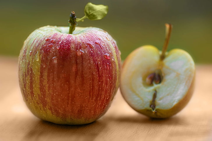 apples, blur, close up, focus, fresh, fruit, healthy, nutritious, sliced, HD wallpaper