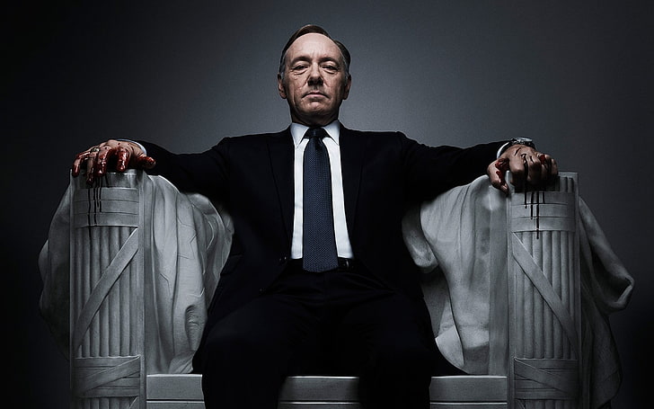 men's black suit jacket, House of Cards, Kevin Spacey, actor, Frank Underwood, sitting, HD wallpaper