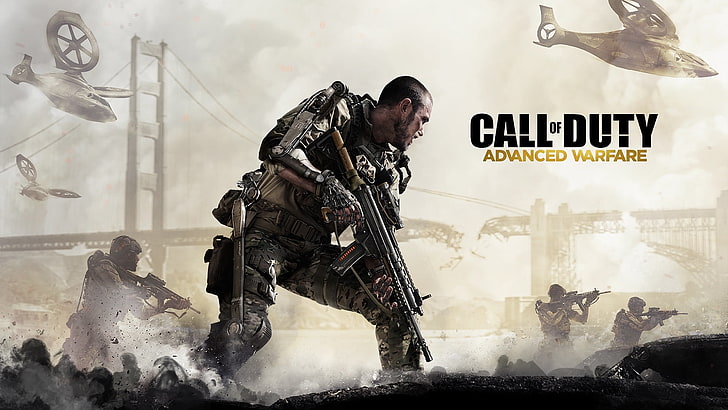 Affiche Call of Duty Advanced Warfare, appel du devoir, guerre avancée, guerrier, arme, Fond d'écran HD