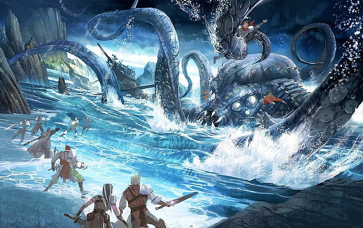Fantasi, Kraken, Wallpaper HD
