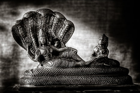 Господь Вишну Йога Нидра, человек, сидящий на статуэтке змеи, Бог, Господь Вишну, Господь, Вишну, спящий, HD обои HD wallpaper