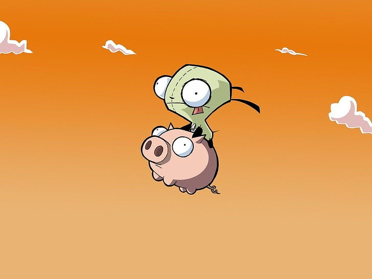 kleines Schwein fliegt auf Luft Wallpaper, TV-Show, Invader Zim, Tier, Cartoon, Gir (Invader Zim), Schwein, HD-Hintergrundbild