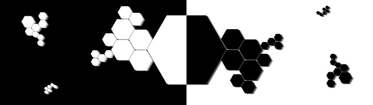 svartvitt bikakebakgrund, minimalism, svartvit, abstrakt, sexkant, HD tapet