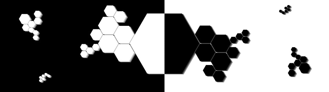 fond d'écran nid d'abeille noir et blanc, minimalisme, monochrome, abstrait, hexagone, Fond d'écran HD HD wallpaper