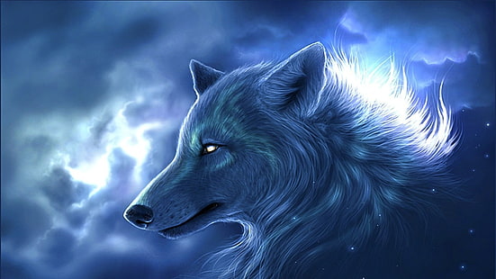 fox illustration, wolf, fantasy art, animals, artwork, HD wallpaper HD wallpaper