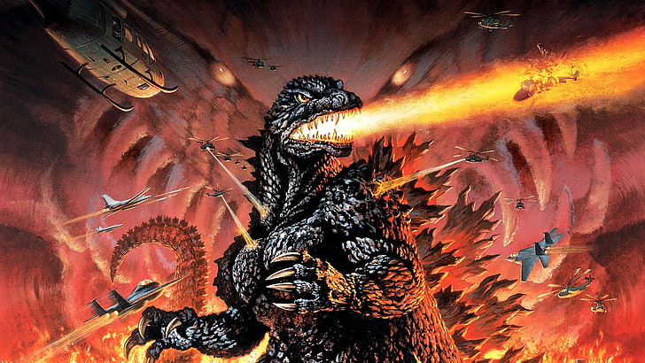 Godzilla tapeta, Godzilla, plakat filmowy, vintage, Tapety HD