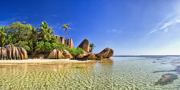Hermosa playa en la isla Seychell 4082, Fondo de pantalla HD HD wallpaper