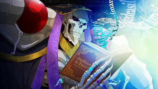 Anime, Overlord, Ainz Ooal Gown, Book, Magician, Overlord (Anime), Skeleton, Skull, Sorcerer, Tapety HD HD wallpaper