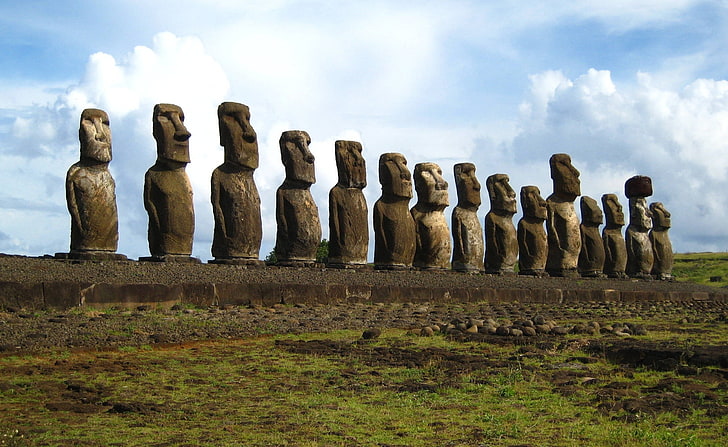 イースター島の彫像、モアイイースター島、旅行、島、島、イースター、彫像、 HDデスクトップの壁紙