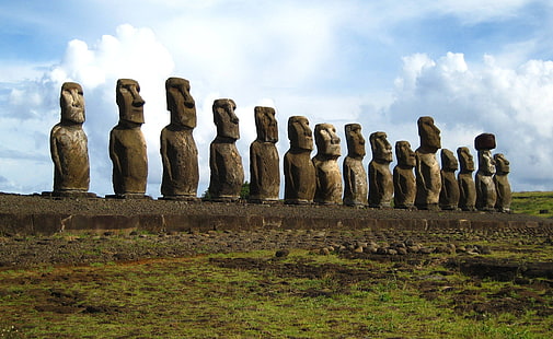 Paskalya Adası Heykelleri, Moai Paskalya Adası, Seyahat, Adalar, Ada, Paskalya, Heykeller, HD masaüstü duvar kağıdı HD wallpaper