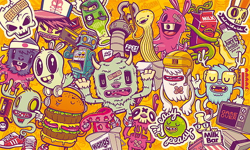 multicolored cartoon character illustration, fantasy art, sketches, drawing, psychedelic, artwork, colorful, HD wallpaper HD wallpaper