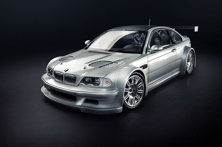 srebrne BMW E46 coupe, tuning, BMW, srebrne, E46, srebrzyste, komplet, Tapety HD