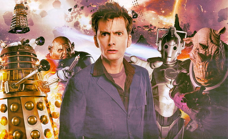vestido tradicional verde y marrón para mujer, Doctor Who, The Doctor, Daleks, Cybermen, David Tennant, Décimo Doctor, Fondo de pantalla HD