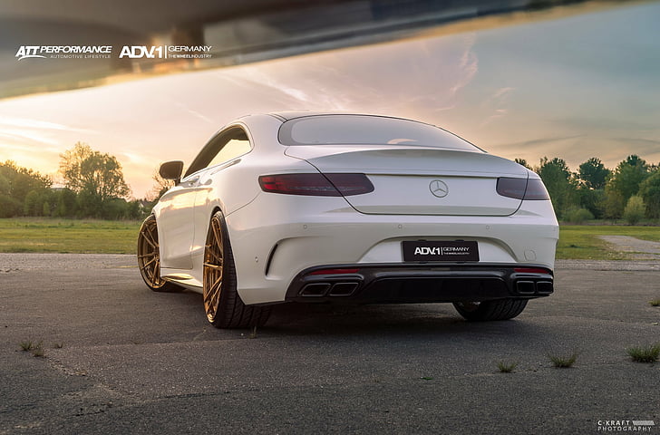 adv, amg, coupe, mercedes, s63, tuning, wheels, white, HD wallpaper
