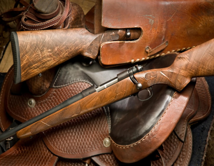unique weapon, leather, Safari 550 DGR, Magnum, rifle, custom, dangerous game, HD wallpaper
