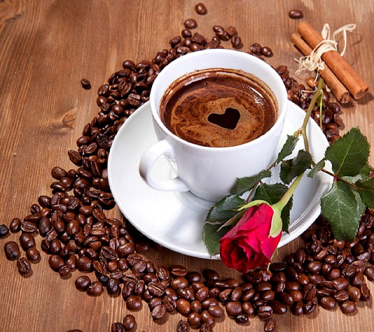 cangkir kopi keramik putih, kopi, makanan, minuman, Wallpaper HD