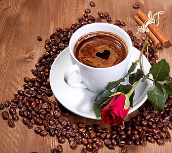 cangkir kopi keramik putih, kopi, makanan, minuman, Wallpaper HD HD wallpaper