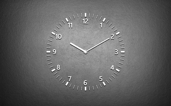 ภาพประกอบนาฬิกาอะนาล็อกสีเทาและสีขาวสีขาวสีดำนาฬิกา, วอลล์เปเปอร์ HD