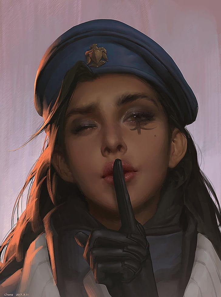 women's blue cap, Ana Amari, Overwatch, Blizzard Entertainment, artwork, HD wallpaper