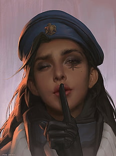 gorra azul de mujer, Ana Amari, Overwatch, Blizzard Entertainment, ilustraciones, Fondo de pantalla HD HD wallpaper