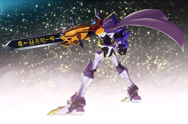 Tapeta robota trzymającego miecz, Digimon Adventure, Digimon, anime, Tapety HD